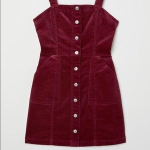 Maroon Corduroy Button Up Dress